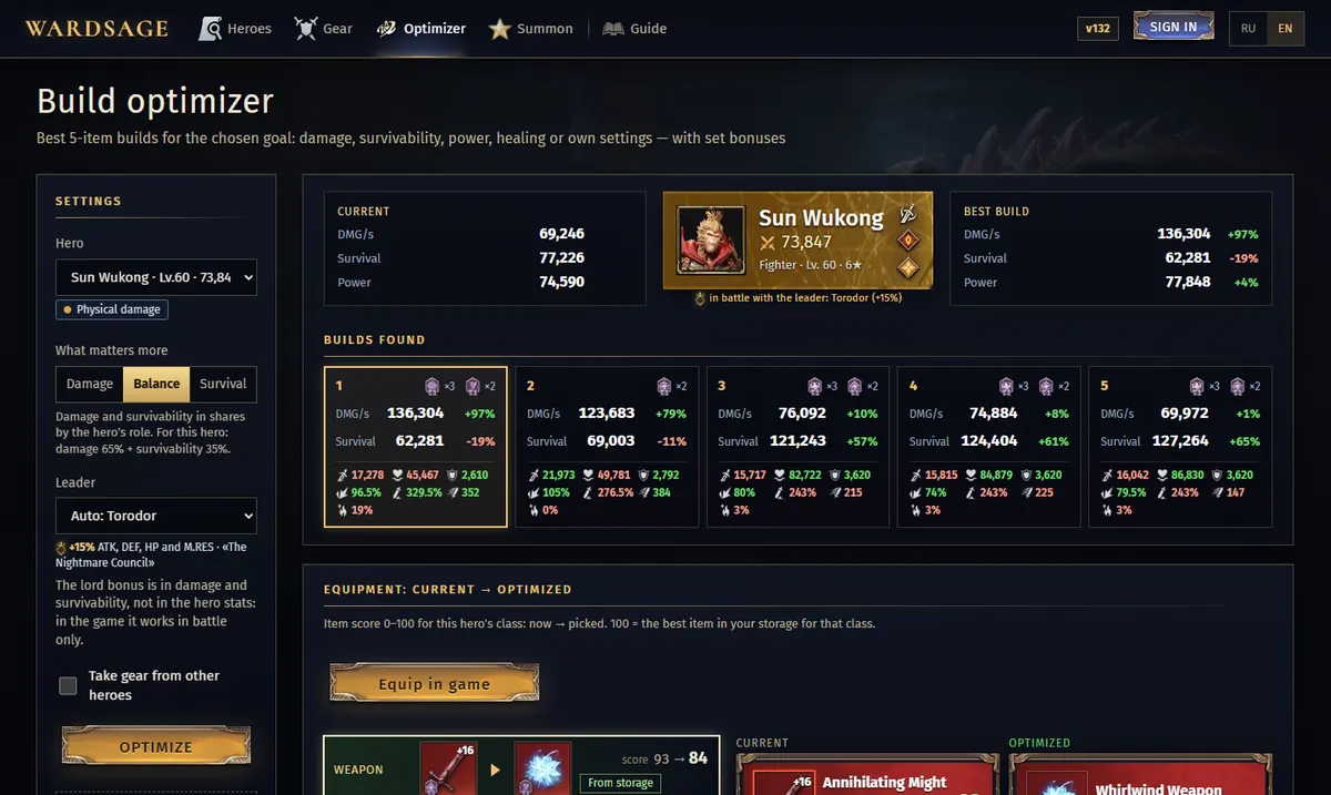 Build optimizer